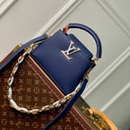Louis Vuitton CAPUCINES MINI 21 DARK BLUE TAURILLON GOLD HARDWARE