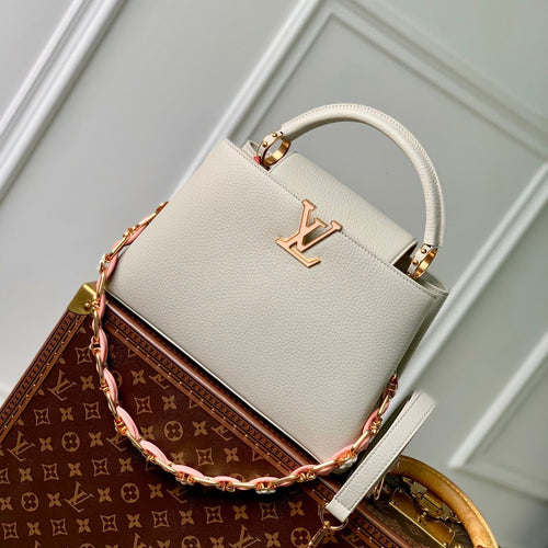 Louis Vuitton capucines mm 31.5 rock grey taurillon leather gold hardware