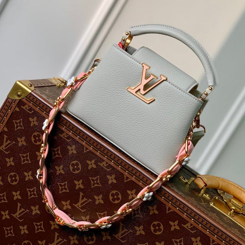 Louis Vuitton CAPUCINES MINI 21 ROCK GREY TAURILLON GOLD HARDWARE