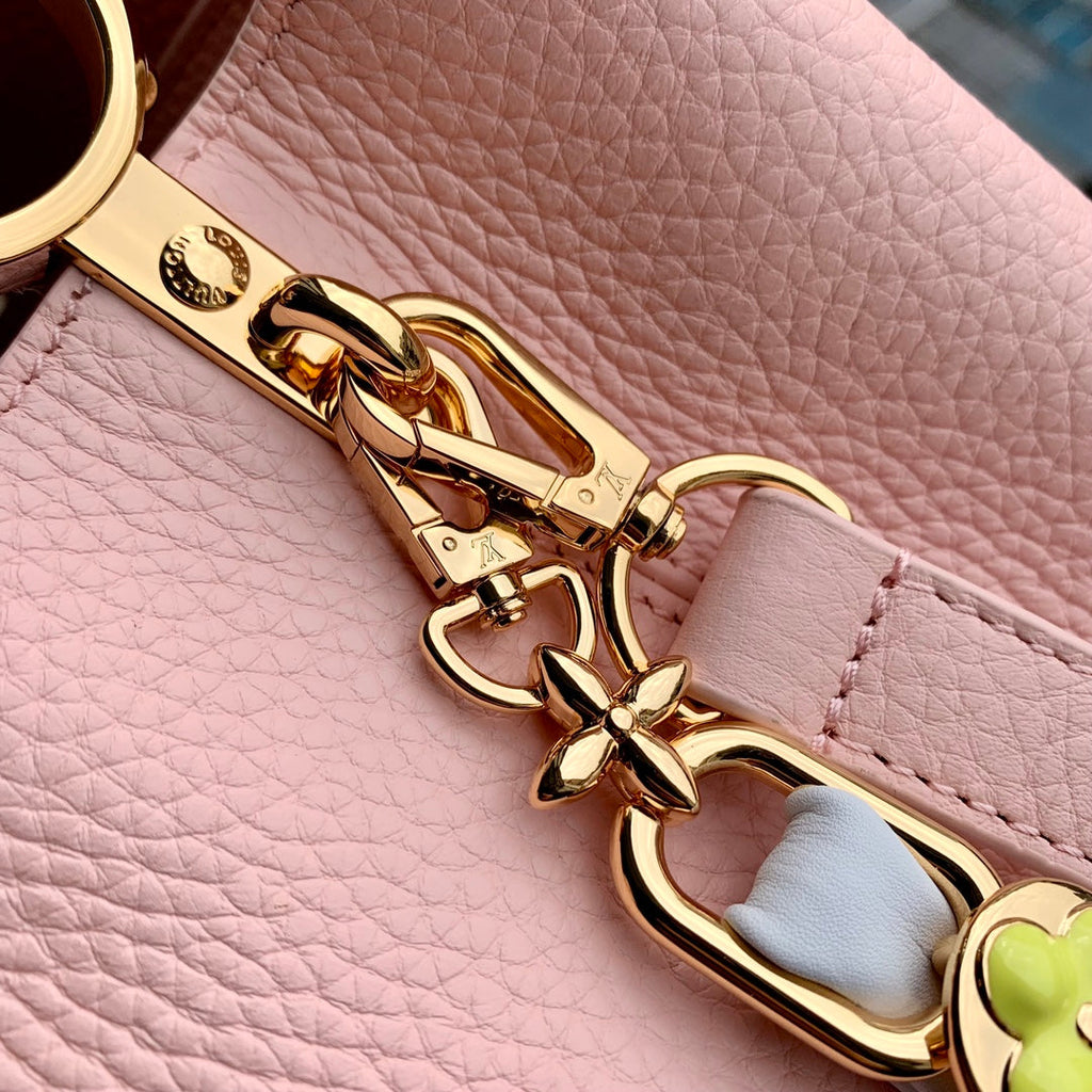 Louis Vuitton capucines mm 31.5 pink taurillon leather mop gold hardware