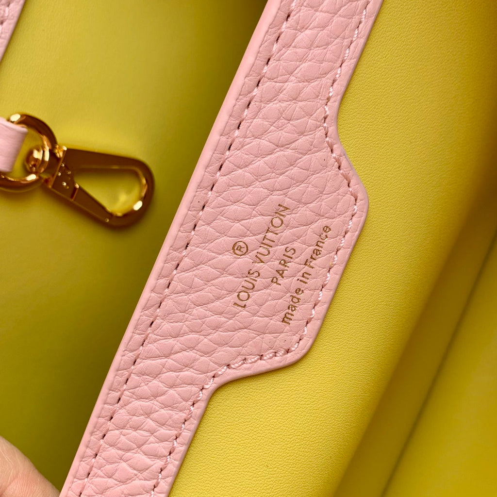 Louis Vuitton capucines mm 31.5 pink taurillon leather mop gold hardware