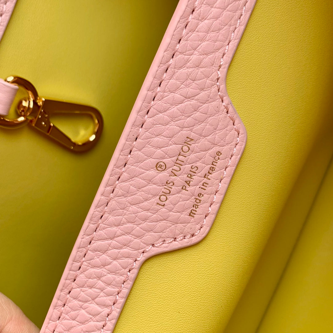 Louis Vuitton capucines mm 31.5 pink taurillon leather mop gold hardware