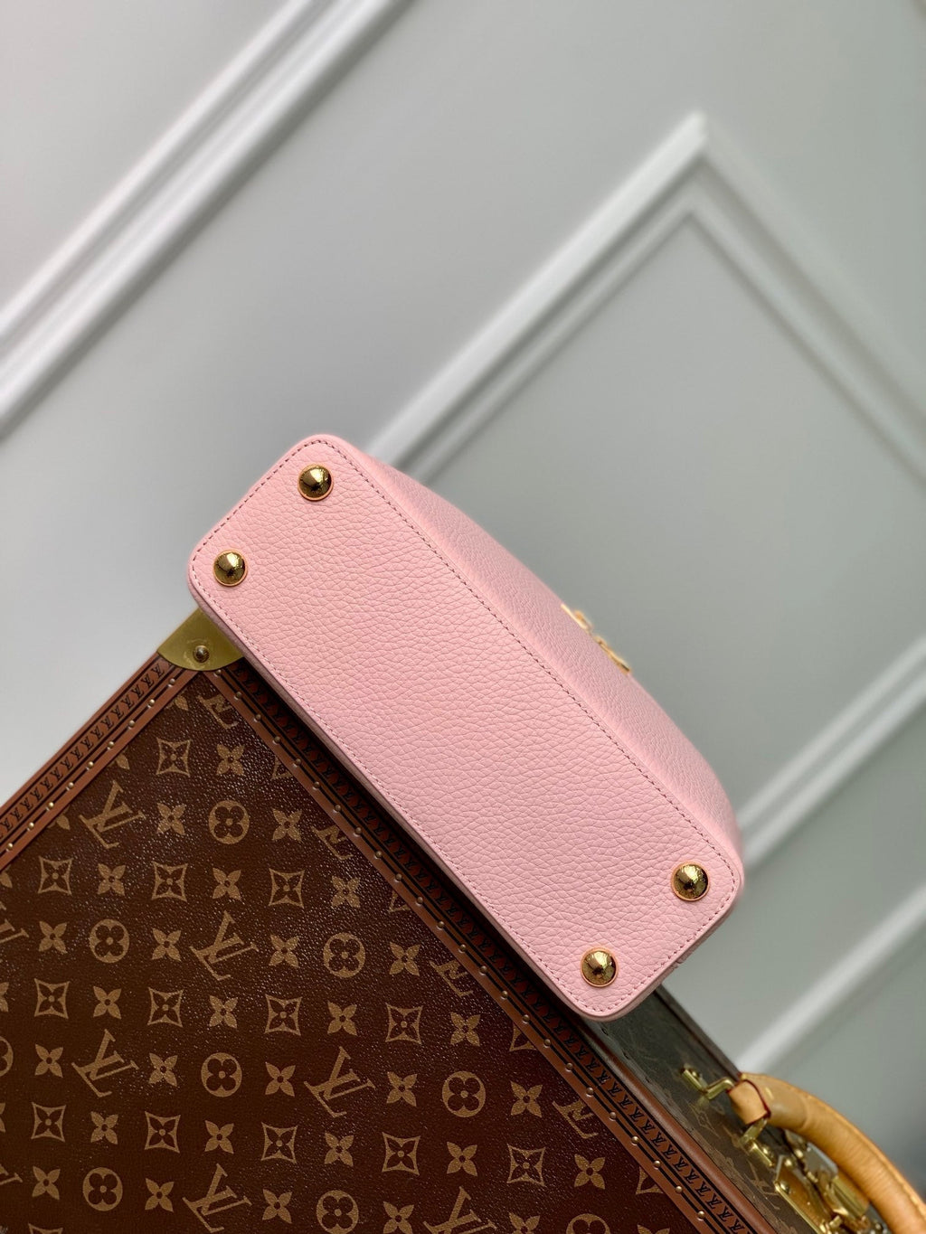 Louis Vuitton CAPUCINES BB 27 PINK TAURILLON TURQUOISE MOP GOLD HARDWARE