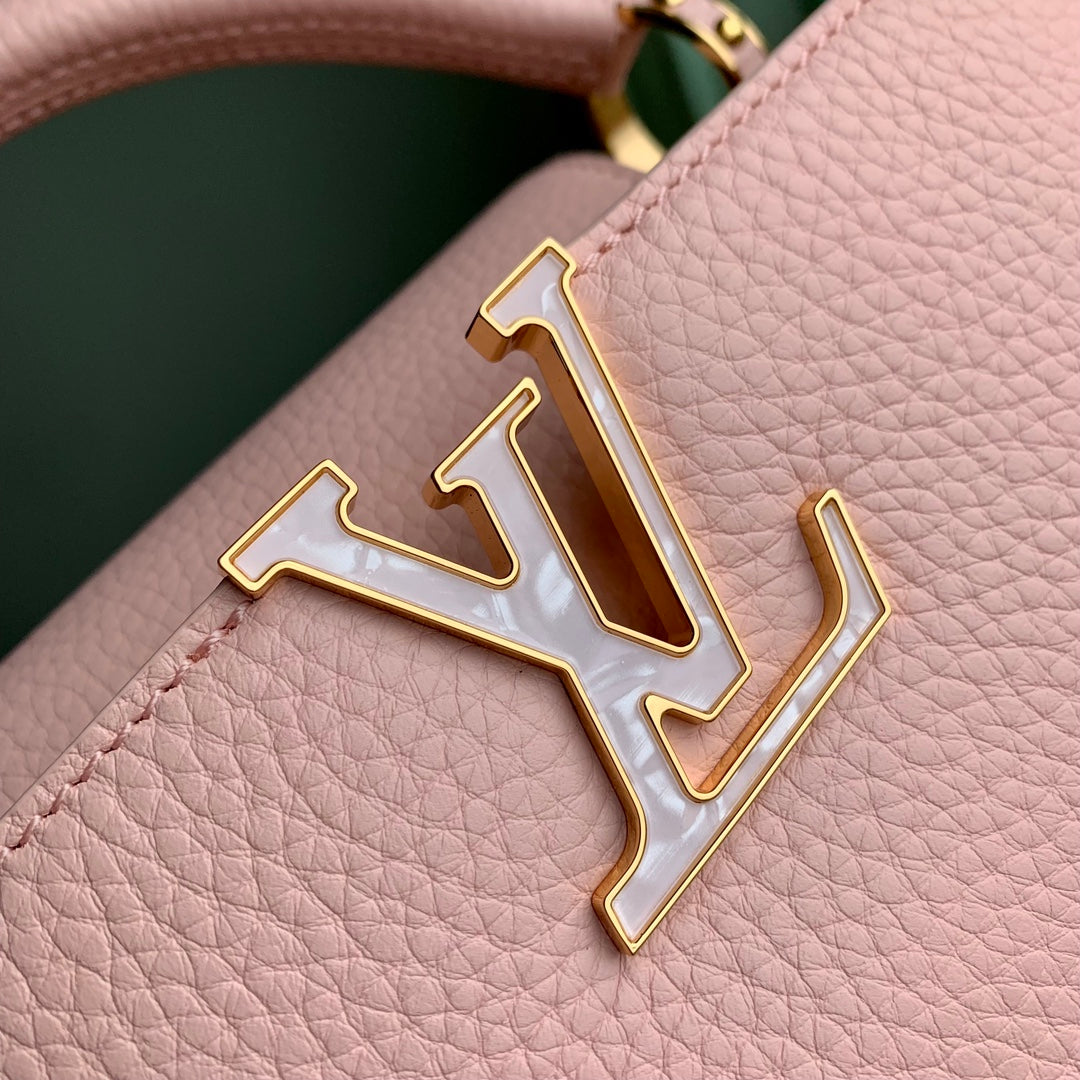 Louis Vuitton CAPUCINES MINI 21 PINK TAURILLON MOP GOLD HARDWARE