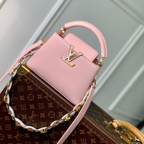 Louis Vuitton CAPUCINES MINI 21 PINK TAURILLON MOP GOLD HARDWARE
