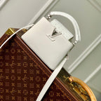 Louis Vuitton CAPUCINES MINI 21 WHITE TAURILLON SILVER HARDWARE