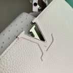 Louis Vuitton CAPUCINES MINI 21 WHITE TAURILLON SILVER HARDWARE