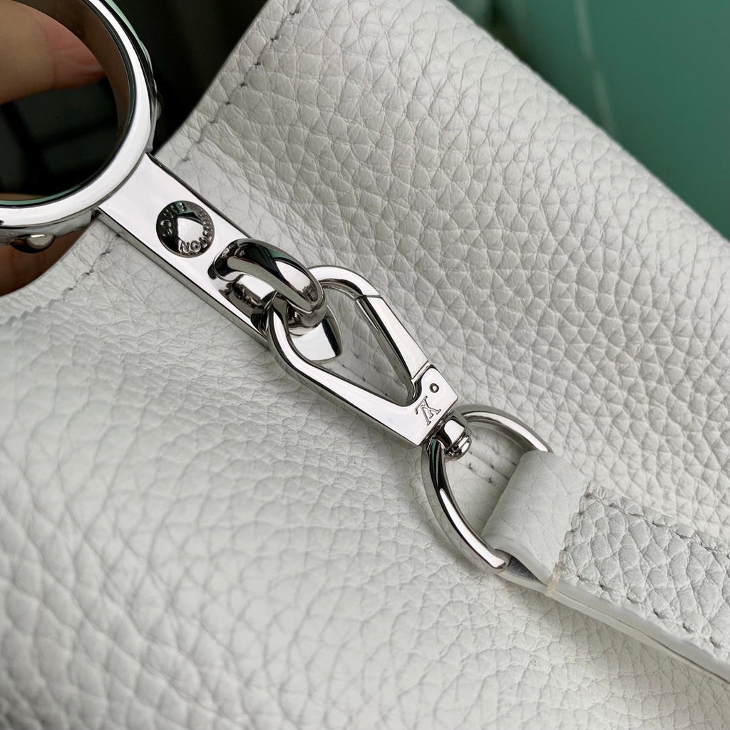 Louis Vuitton CAPUCINES MINI 21 WHITE TAURILLON SILVER HARDWARE