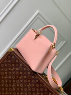 Louis Vuitton capucines mm 31.5 rose pink taurillon leather gold hardware