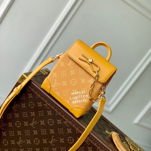 Louis Vuitton STEAMER 18 IN PEPPER ORANGE MONOGRAM HERITAGE CANVAS GOLD HARDWARE