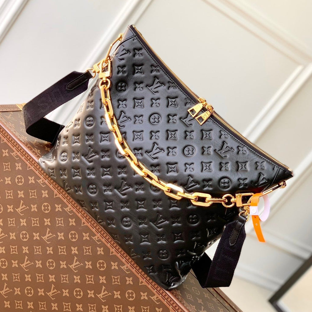 Louis Vuitton COUSSIN MM 38 IN BLACK MONOGRAM EMBOSSED CALFSKIN GOLD HARDWARE