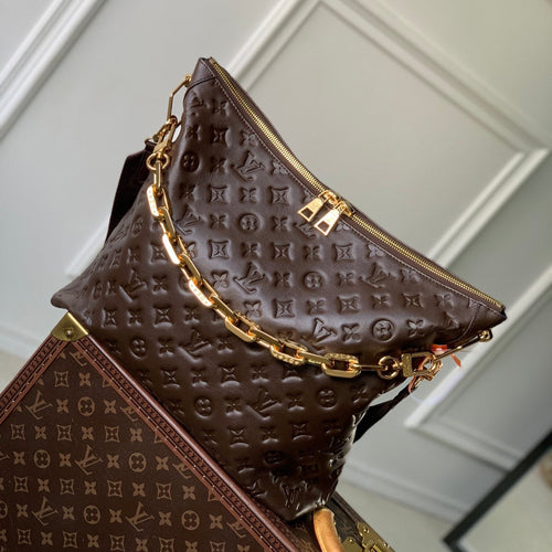 Louis Vuitton COUSSIN MM 38 IN CHOCOLATE MONOGRAM EMBOSSED CALFSKIN GOLD HARDWARE