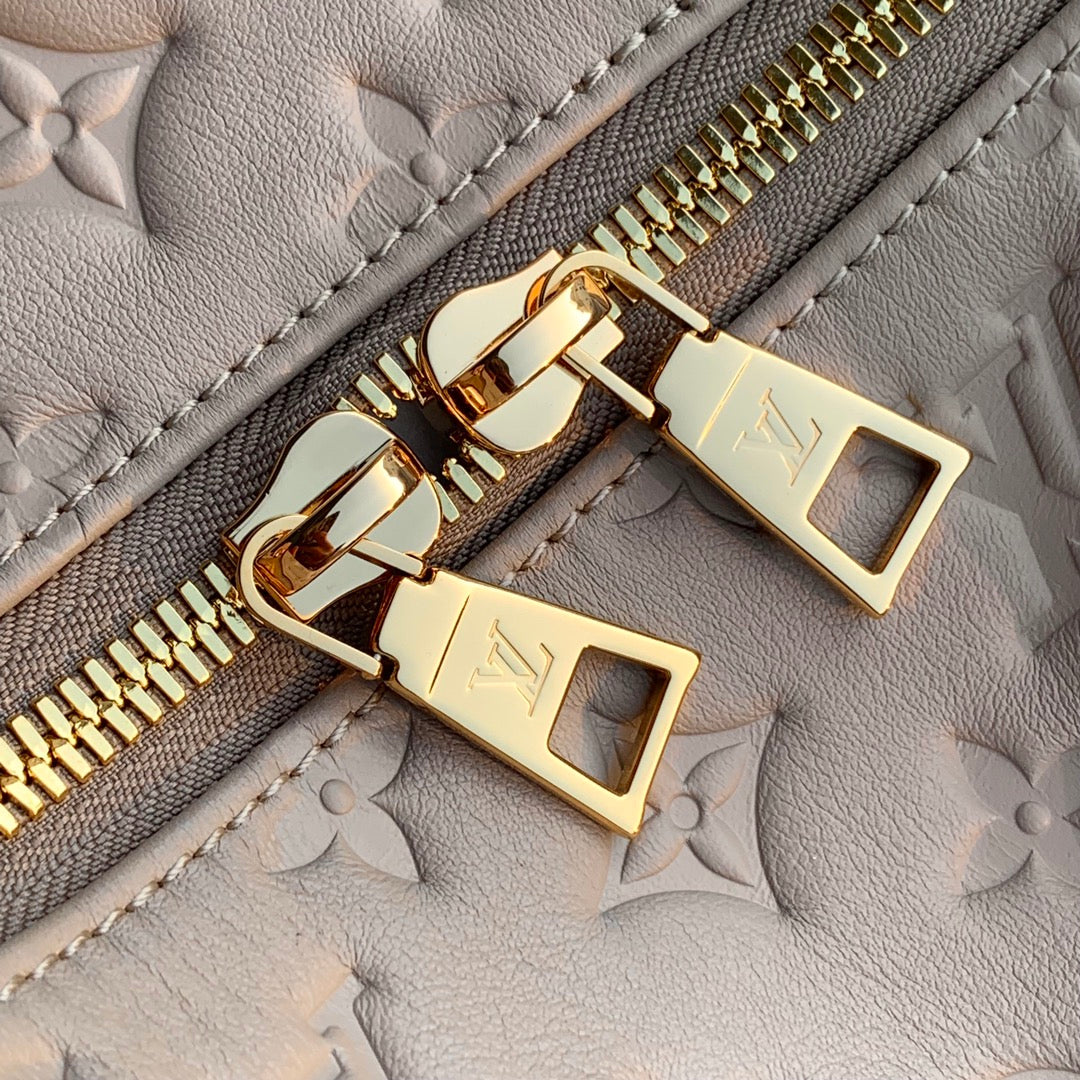 Louis Vuitton COUSSIN MM 38 IN BEIGE MONOGRAM EMBOSSED CALFSKIN GOLD HARDWARE