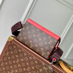 Louis Vuitton GASTON WEARABLE WALLET 18 IN BROWN MONOGRAM CANVAS MIX RED CALFSKIN