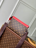 Louis Vuitton GASTON WEARABLE WALLET 18 IN BROWN MONOGRAM CANVAS MIX RED CALFSKIN