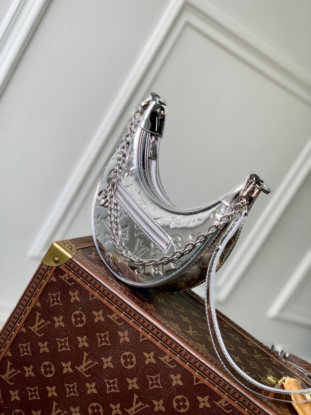 Louis Vuitton LOOP 23 IN SILVER MONOGRAM EMBOSSED CALFSKIN