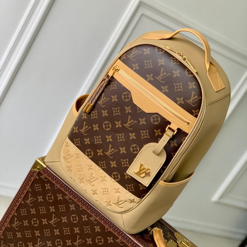 Louis Vuitton OUTDOOR BACKPACK 44 IN BEIGE CALFSKIN AND BROWN MONOGRAM CANVAS