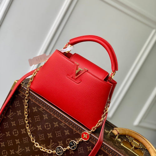 Louis Vuitton CAPUCINES MINI 23 IN RED TAURILLON GOLD HARDWARE