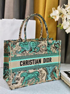 DIOR medium  DIORiviera book tote 36 tiffany blue tiger embroidery canvas