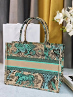 DIOR medium  DIORiviera book tote 36 tiffany blue tiger embroidery canvas