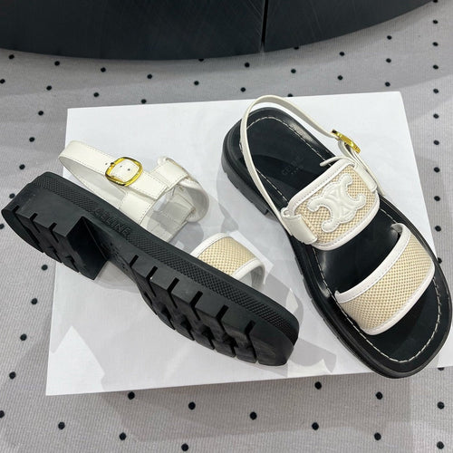 Celine SANDALS FLAT SHOES WHITE CREAM