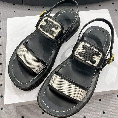 Celine SANDALS FLAT SHOES WHITE BLACK