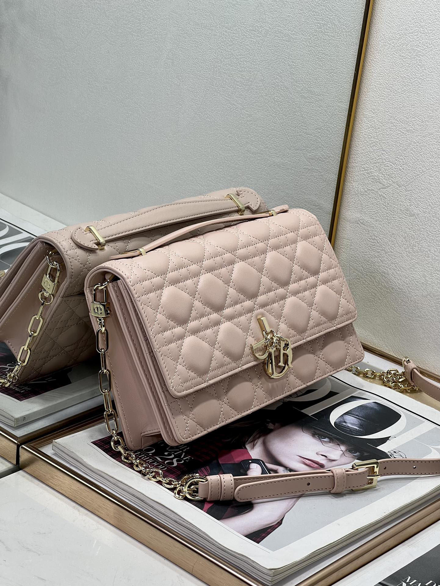 DIOR MY 24 TOP HANDLE BAG PASTEL PINK LAMBSKIN