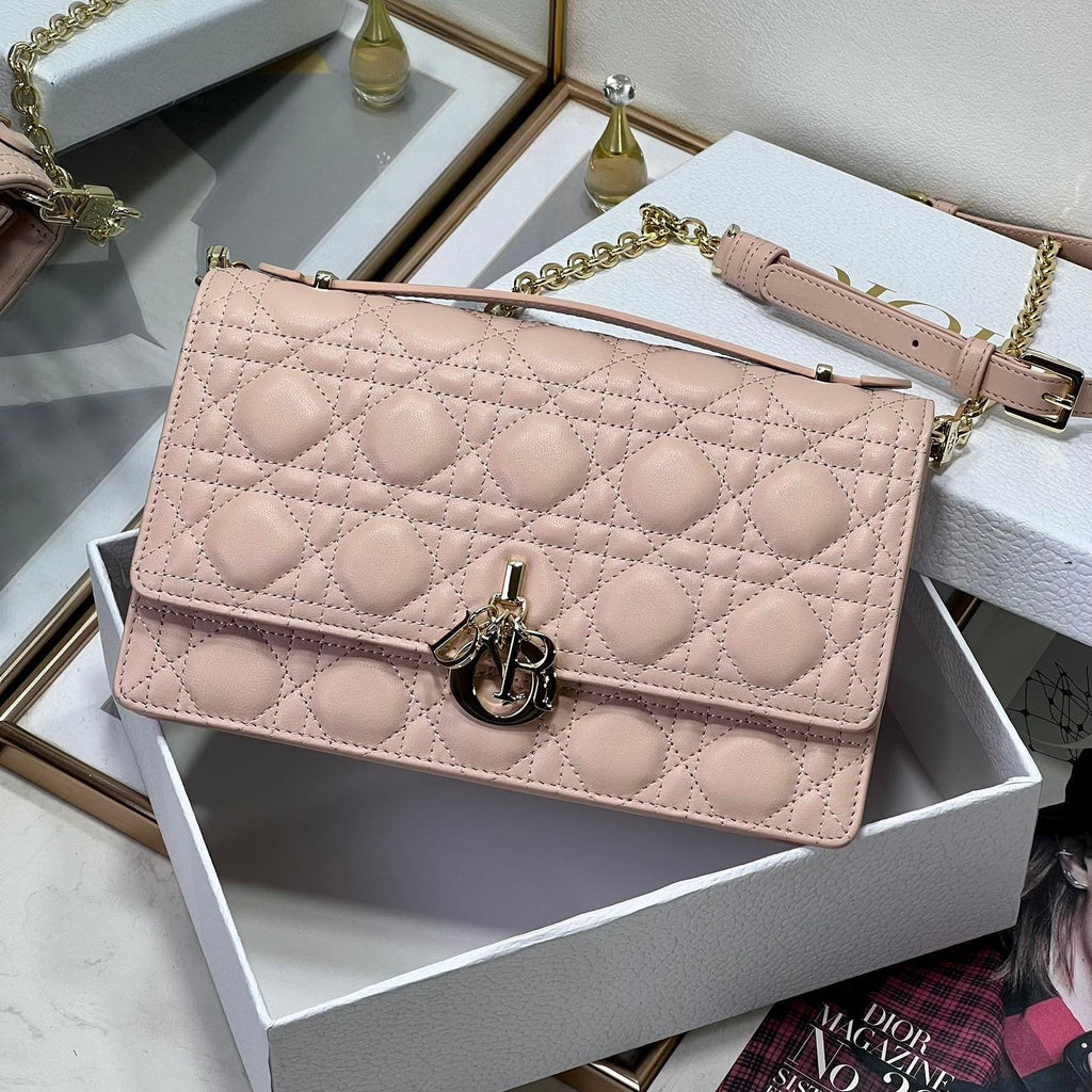DIOR MY 24 TOP HANDLE BAG PASTEL PINK LAMBSKIN