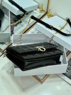 DIOR MY 24 TOP HANDLE BAG BLACK PATENT LAMBSKIN