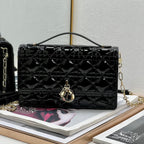 DIOR MY 24 TOP HANDLE BAG BLACK PATENT LAMBSKIN