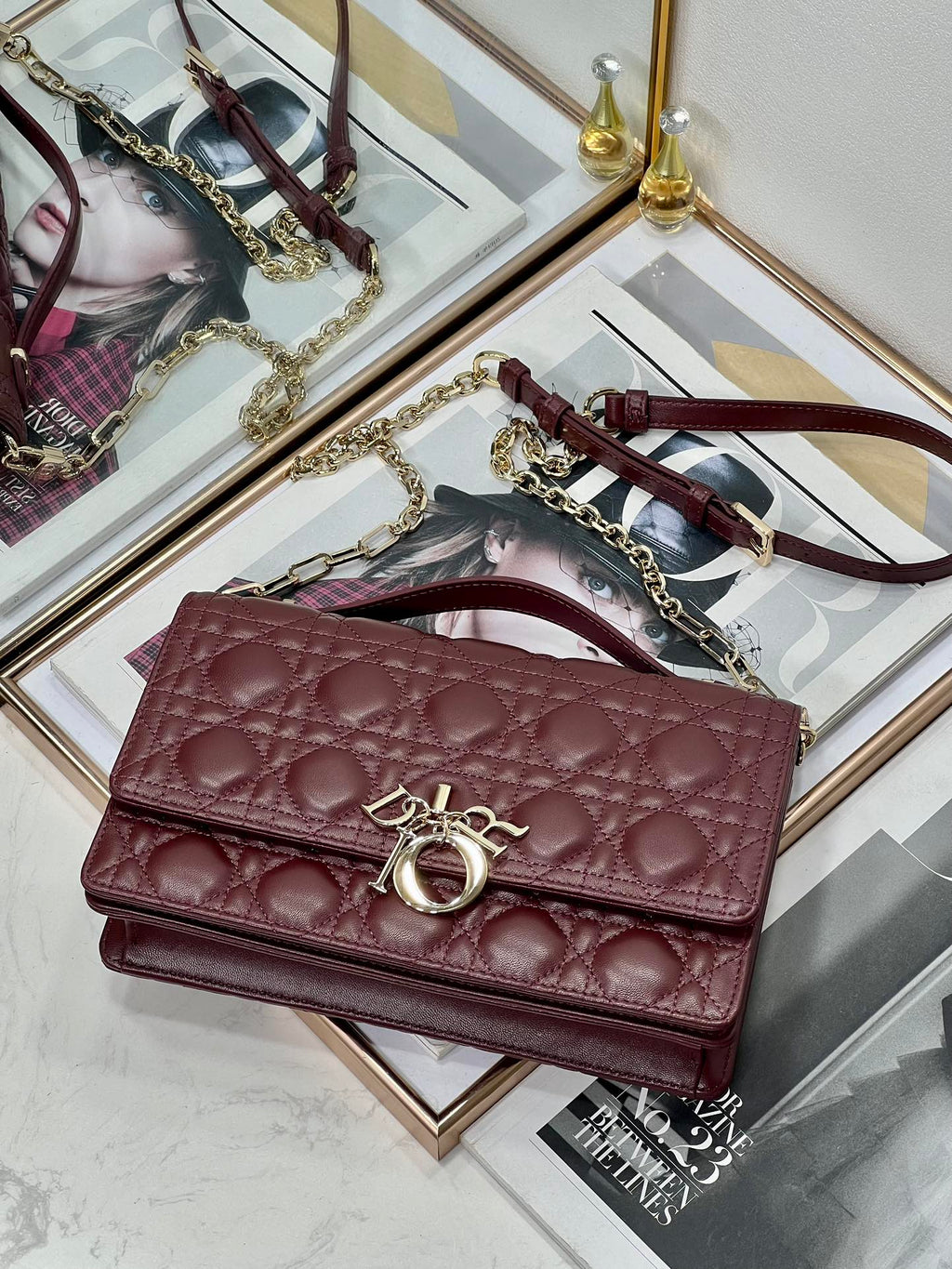 DIOR MY 24 TOP HANDLE BAG BURGUNDY LAMBSKIN