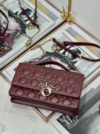 DIOR MY 24 TOP HANDLE BAG BURGUNDY LAMBSKIN