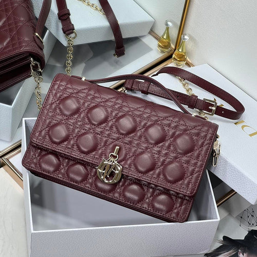 DIOR MY 24 TOP HANDLE BAG BURGUNDY LAMBSKIN