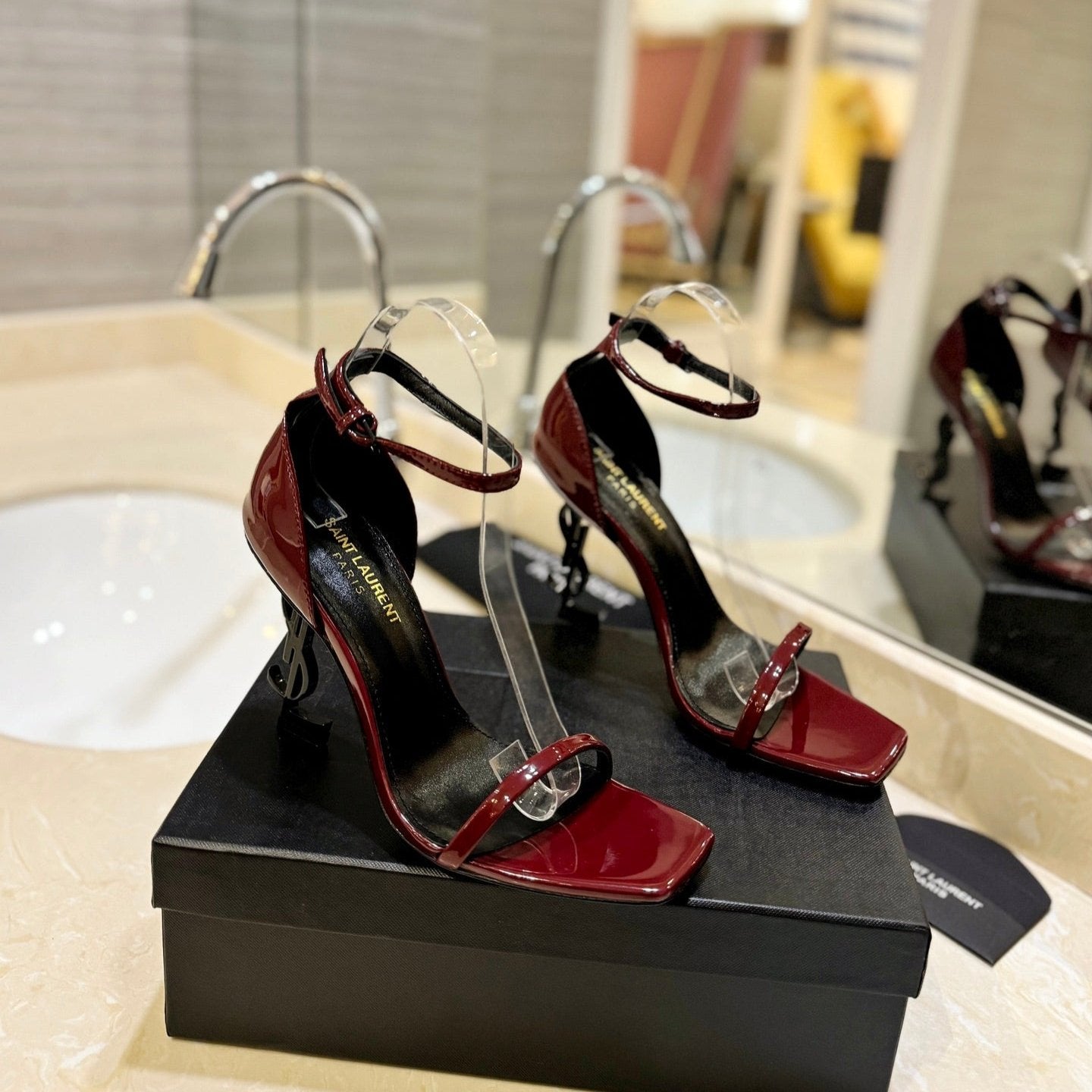 Saint Laurent SL OPYUM SANDALS 105 JAM POLISHED CALFSKIN