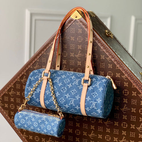 Louis Vuitton PAPILLON 27 IN BLUE MONOGRAM DENIM GOLD HARDWARE