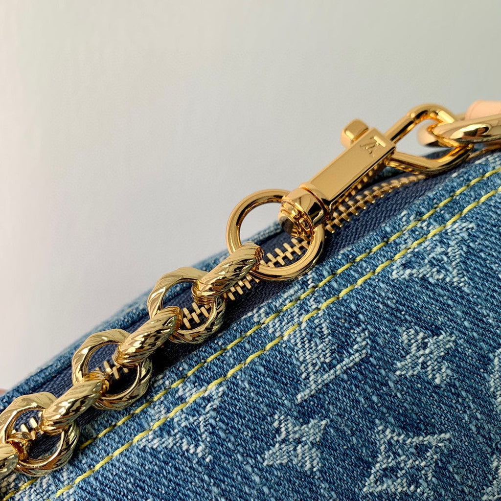 Louis Vuitton PAPILLON 27 IN BLUE MONOGRAM DENIM GOLD HARDWARE