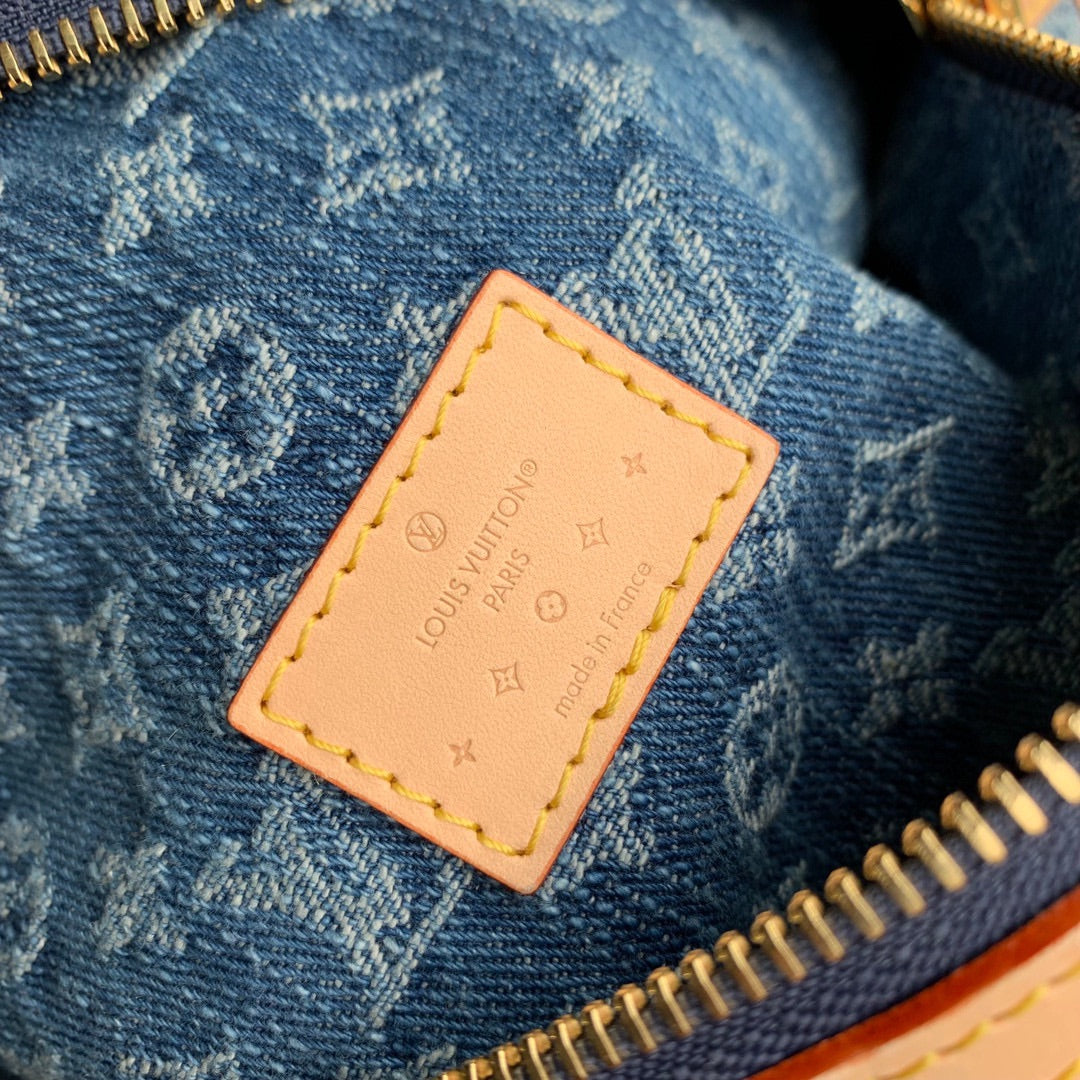 Louis Vuitton HIGH RISE 38 IN BLUE MONOGRAM DENIM GOLD HARDWARE