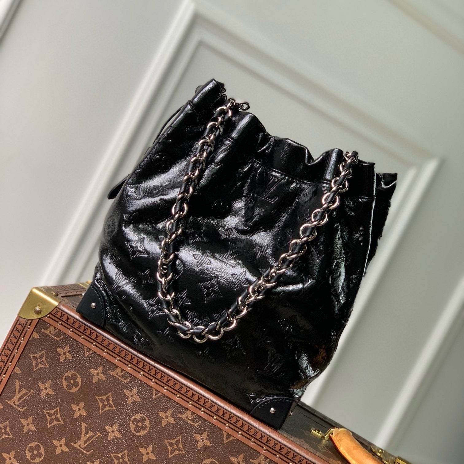 Louis Vuitton NOÉ TRUNK PM 23 IN BLACK COUSSIN SILVER HARDWARE