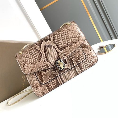 Bottega Veneta HANDBAG 25 IN GREY SHINY PYTHON LEATHER