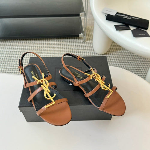 Saint Laurent SL CASSANDRA TRIPLE SANDAL FLAT CIDER CALFSKIN