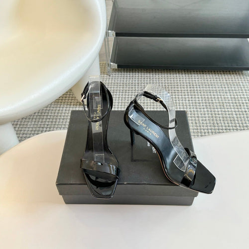 Saint Laurent SL SQUARE-TOED HIGH HEELS BLACK CALFSKIN