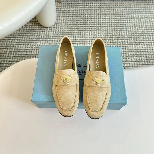 PRADA SUEDE LOAFERS FLAX CALFSKIN