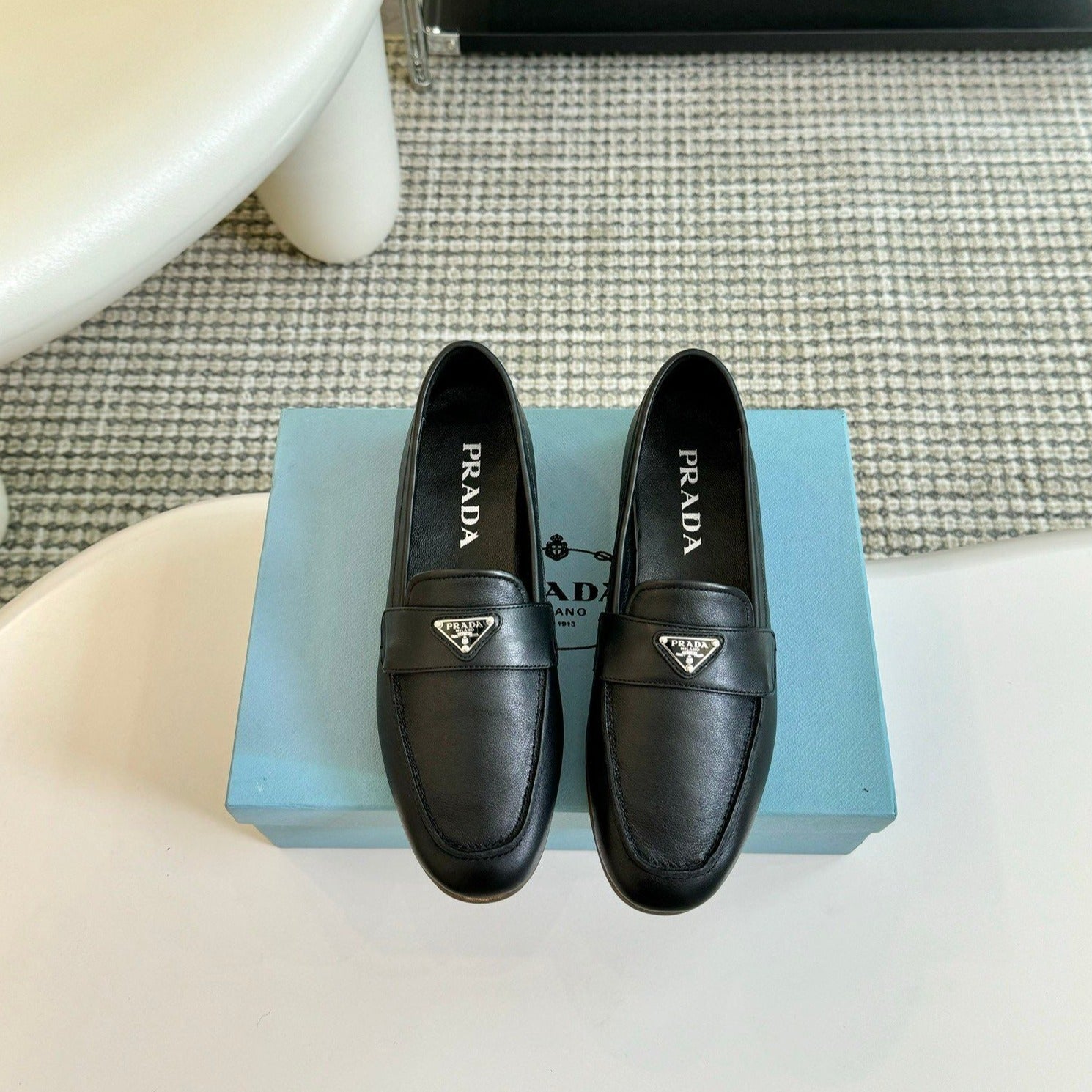PRADA LOAFERS BLACK CALFSKIN