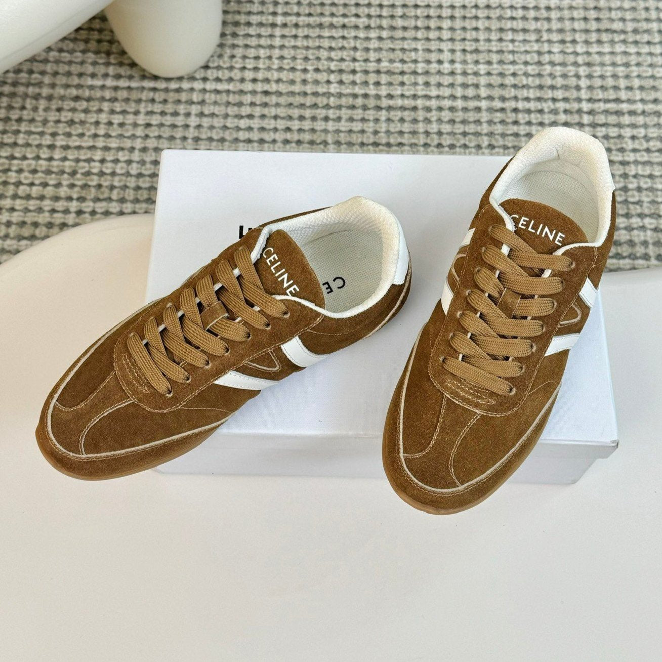 Celine TRAINER LOW LACE - UP CIDER BROWN SUEDE