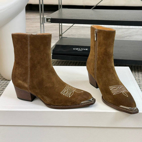 Celine ANKLE BOOTS 45 MM IN MOCHA BROWN SUEDE
