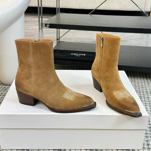 Celine ANKLE BOOTS 45 MM IN PEANUT BROWN SUEDE