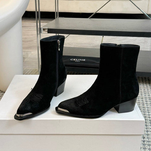 Celine ANKLE BOOTS 45 MM IN BLACK SUEDE