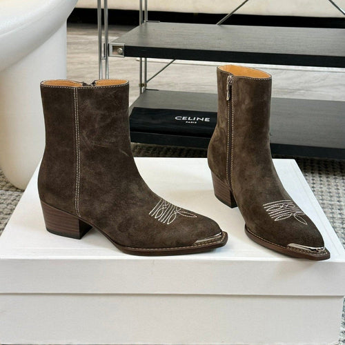 Celine ANKLE BOOTS 45 MM IN MOCHA BROWN SUEDE