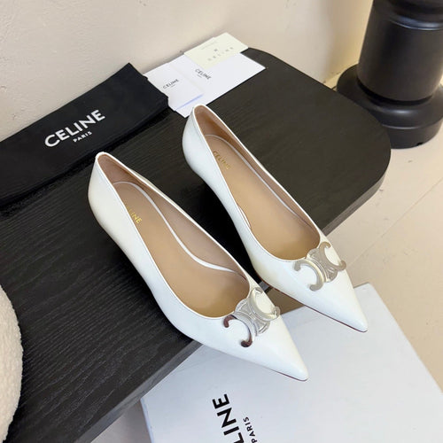 Celine CELINE Pump White Patent Calfskin 235700