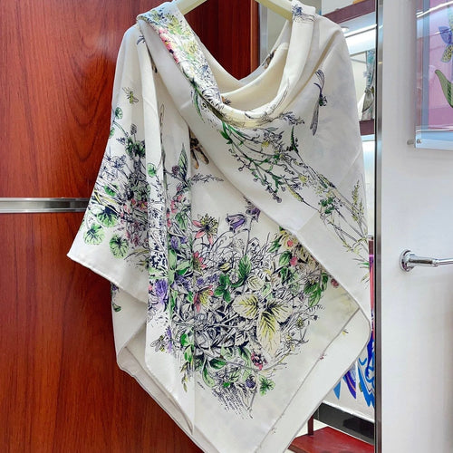 DIOR SCARF 140 CM IN WHITE MONOGRAM SILK AND CASHMERE 415163
